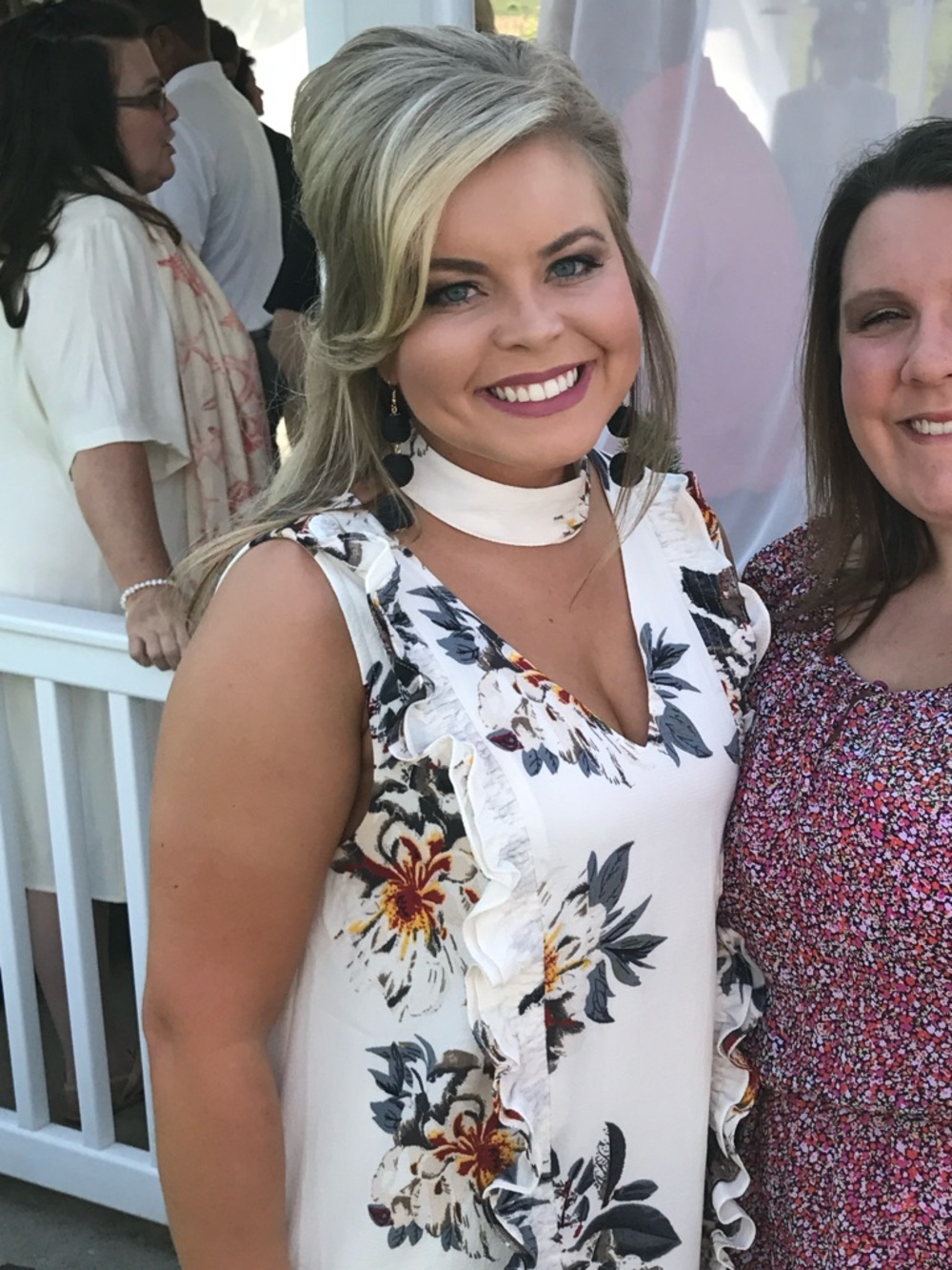 entro White Floral Ruffle Choker Dress